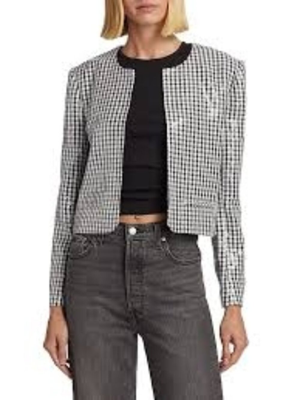 WAYF Kennedy Sequined Houndstooth Jacket, Size L
